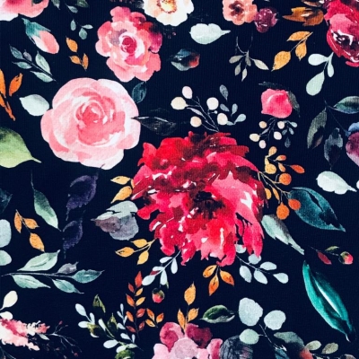 Jersey | Aquarell Blumen | digital marineblau